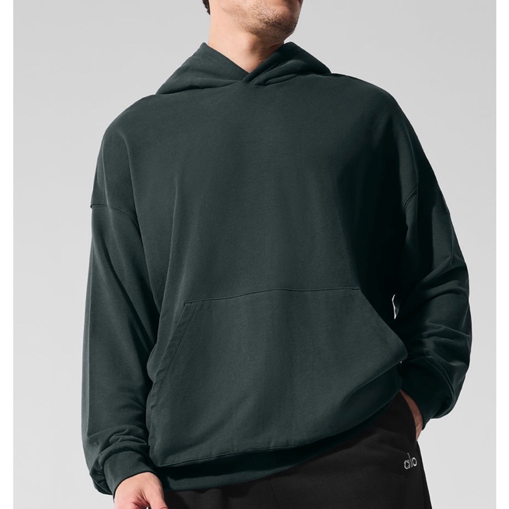 EUC Alo Yoga Men's Double Take Hoodie Charcoal Green Size Large